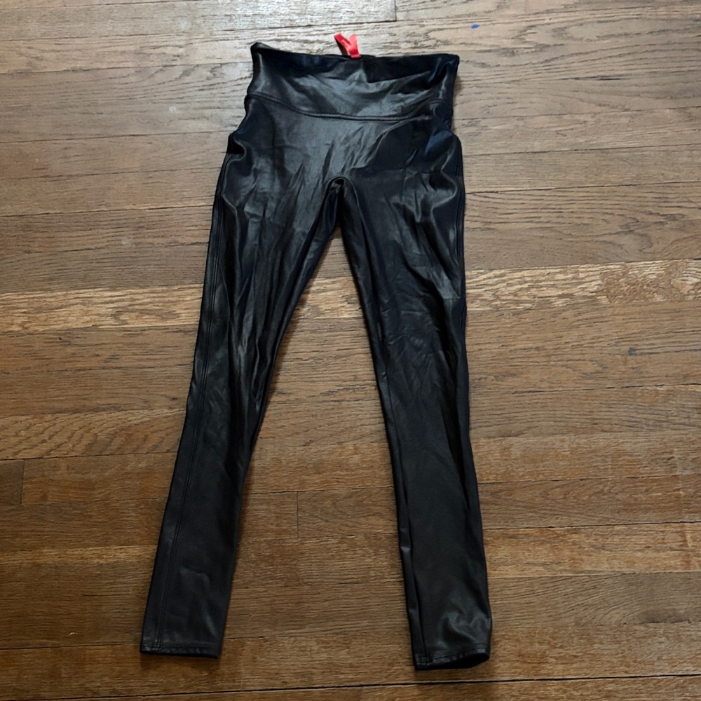 SPANX Faux Leather High-Waist Leggings - Black